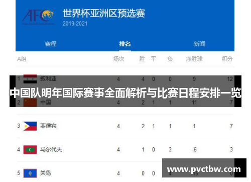 中国队明年国际赛事全面解析与比赛日程安排一览